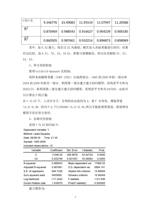 计量经济学论文(影响农业总产值的因素分析).docx