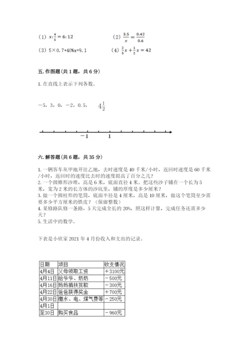 小学六年级下册数学期末卷含答案（培优b卷）.docx