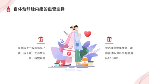红色剪纸插画动静脉内瘘的护理培训PPT护理查房