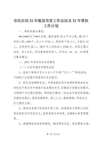 市民宗局XX年脱贫攻坚工作总结及XX年帮扶工作计划.docx