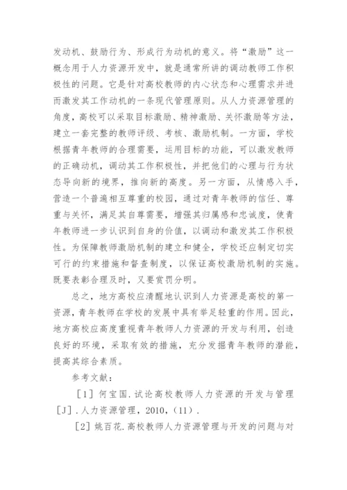 探析地方高校青年教师人力资源的开发与利用论文.docx