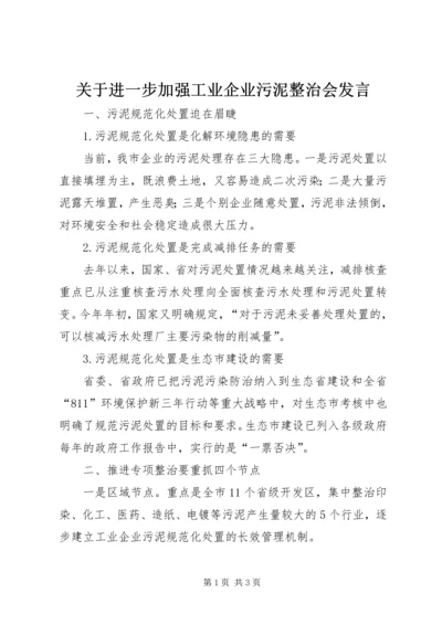 关于进一步加强工业企业污泥整治会发言.docx