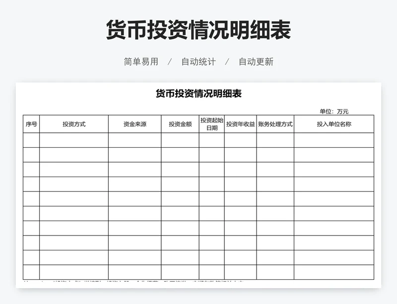 货币投资情况明细表