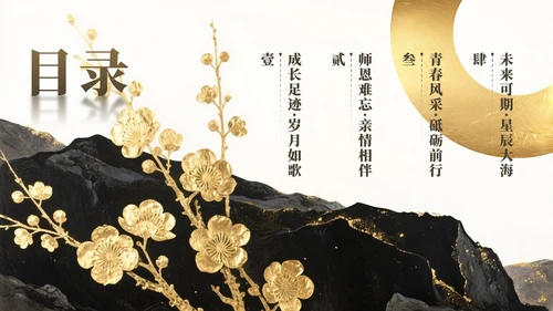 黄色金箔质感中国风升学答谢宴PPT模板