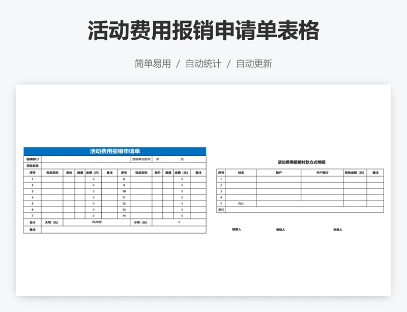 活动费用报销申请单表格