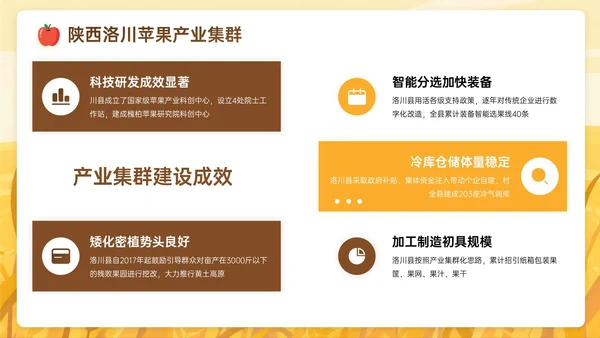 棕黄色插画风关于苹果产业赋能乡村振兴之路PPT模板