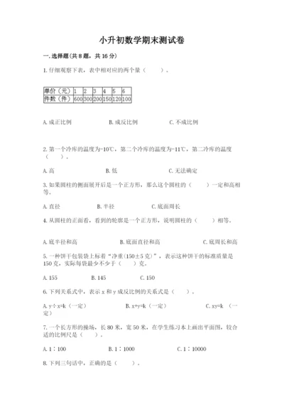 小升初数学期末测试卷附参考答案（培优a卷）.docx