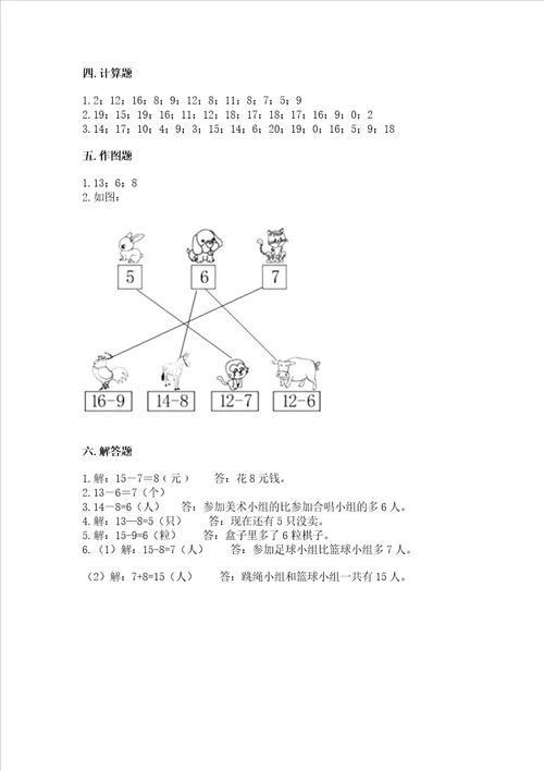 小学一年级数学20以内的退位减法同步练习题精品b卷