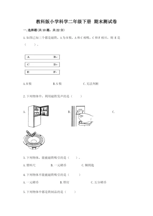 教科版小学科学二年级下册 期末测试卷附参考答案（基础题）.docx