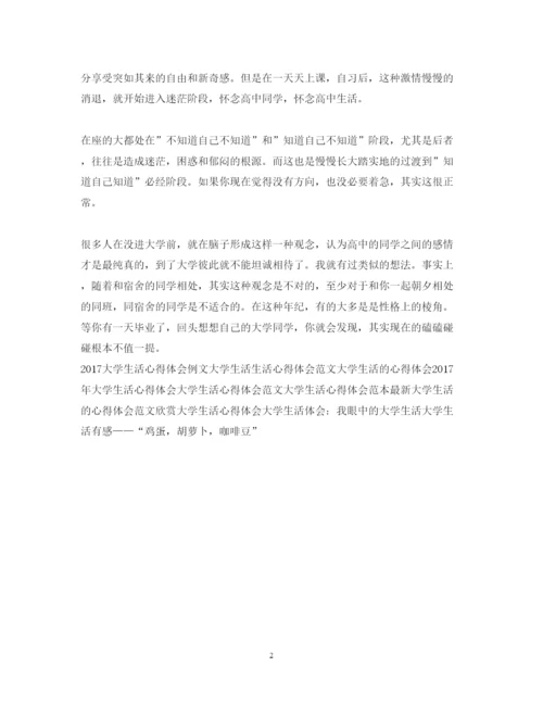 精编在校大学生活心得体会范文欣赏.docx