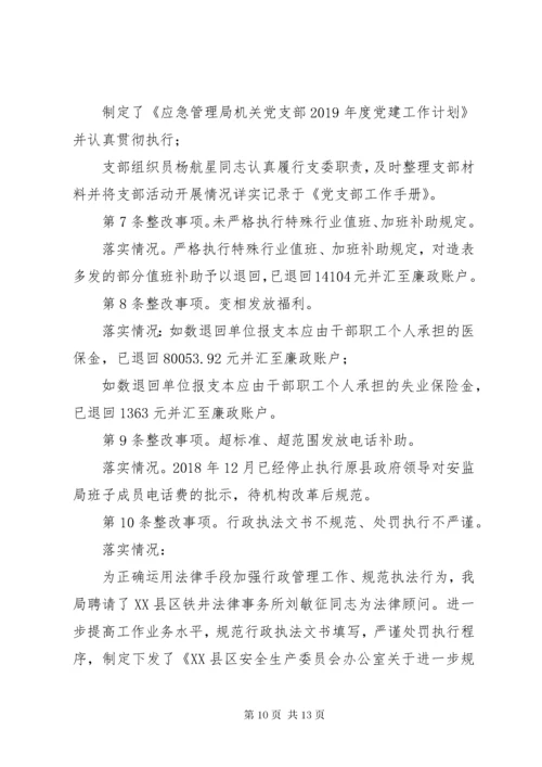 县应急管理局委员会关于巡察反馈意见整改情况的报告.docx