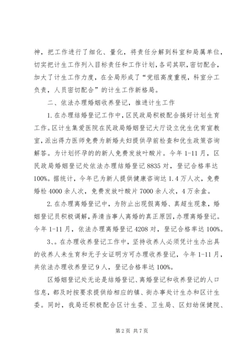 民政局年度人口和计划生育工作自查报告 (2).docx