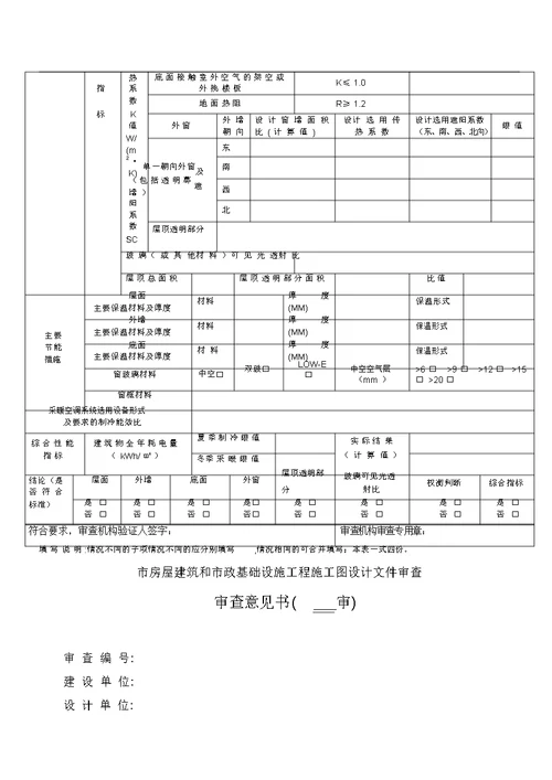 房屋建筑和市政基础设施工程施工图设计文件审查合格书