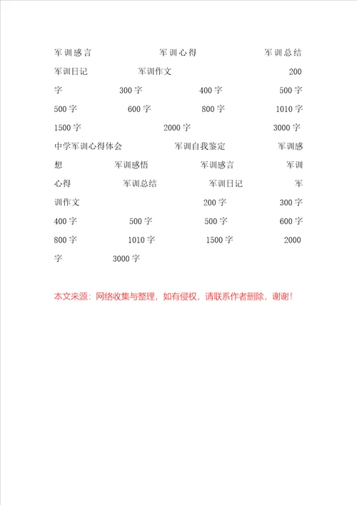 中学新生军训心得体会600字