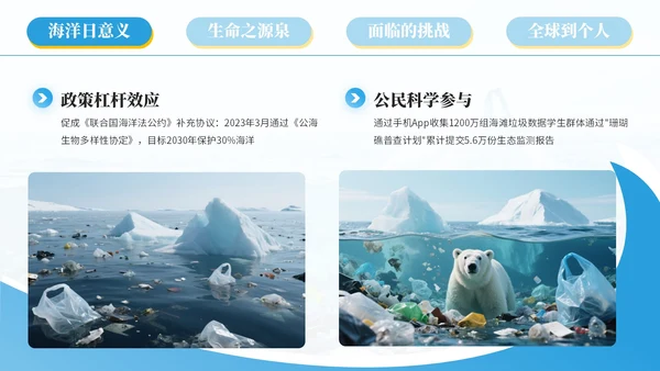 蓝色系简约风世界海洋日PPT模版