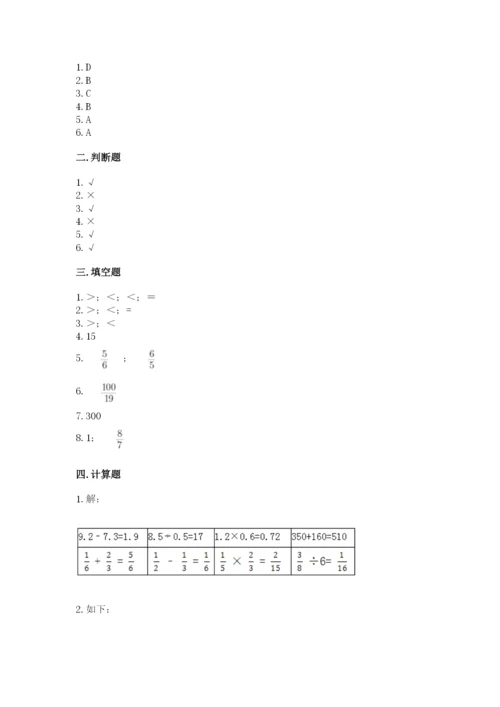 冀教版五年级下册数学第六单元 分数除法 测试卷精品（突破训练）.docx