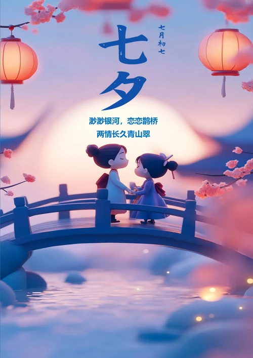 3d风格七夕海报