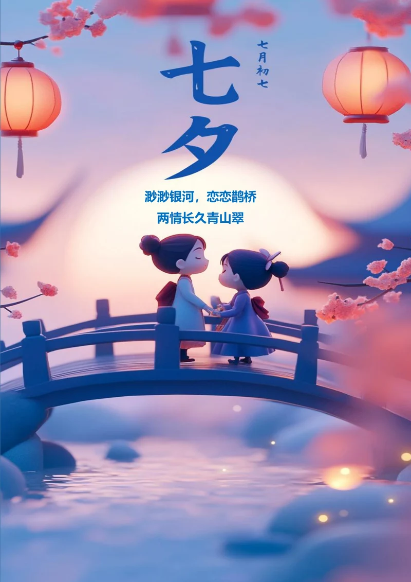 3d风格七夕海报