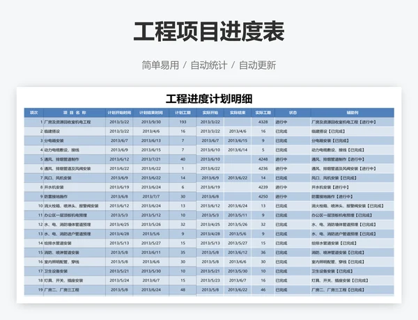 工程项目进度表