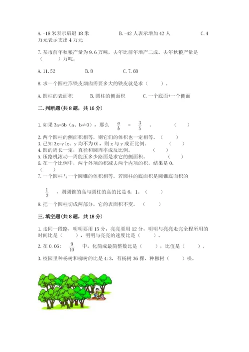 人教版六年级下册数学期末测试卷含答案【最新】.docx