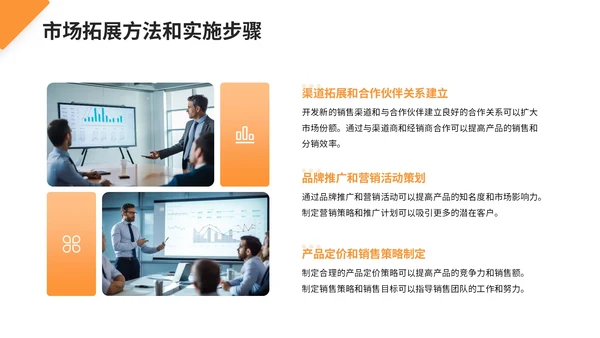 橙色商务风业绩提升策略与成果PPT模板