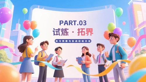 渐变创意卡通风大学生职业规划书PPT模板