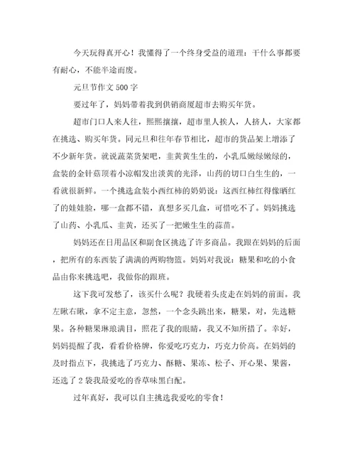 元旦节作文500字