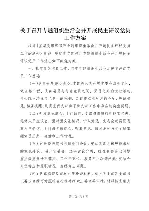 关于召开专题组织生活会并开展民主评议党员工作方案.docx