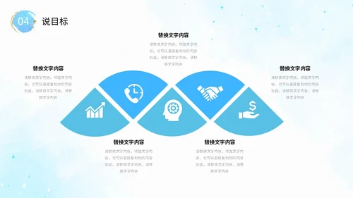 蓝色形状水彩背景晕染笔刷效果教师说课教学课件PPT