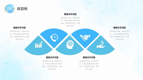 蓝色形状水彩背景晕染笔刷效果教师说课教学课件PPT