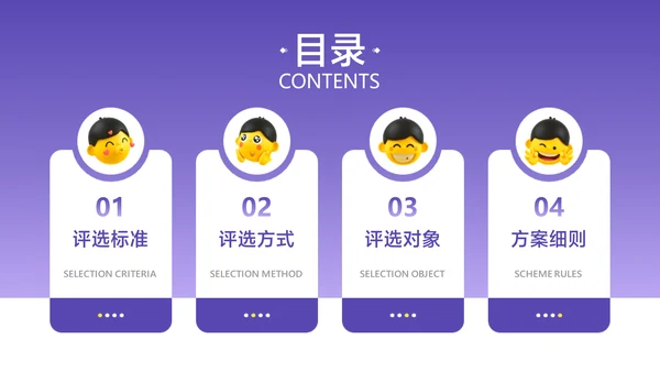 卡通风渐变紫插画风评优评先PPT套装