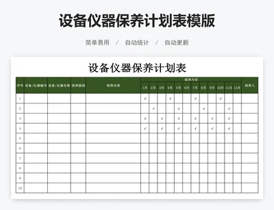 设备仪器保养计划表模版