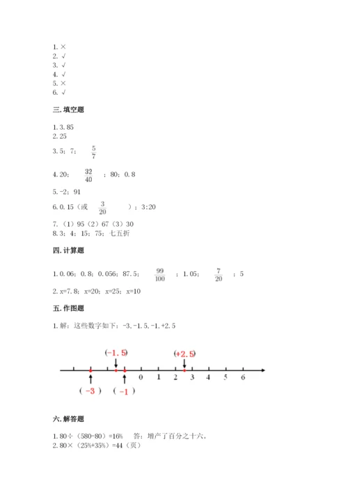 周口市郸城县六年级下册数学期末测试卷及参考答案.docx