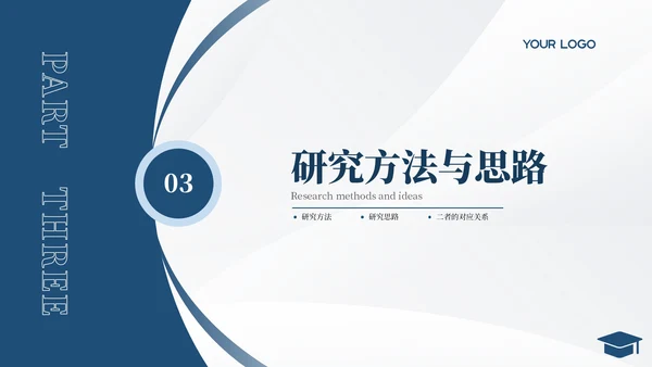 蓝色学院学术风文献汇报答辩PPT模板