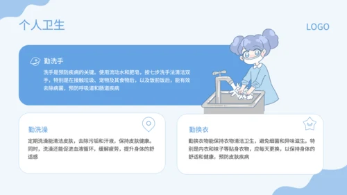 蓝色卡通风卫生习惯养成PPT