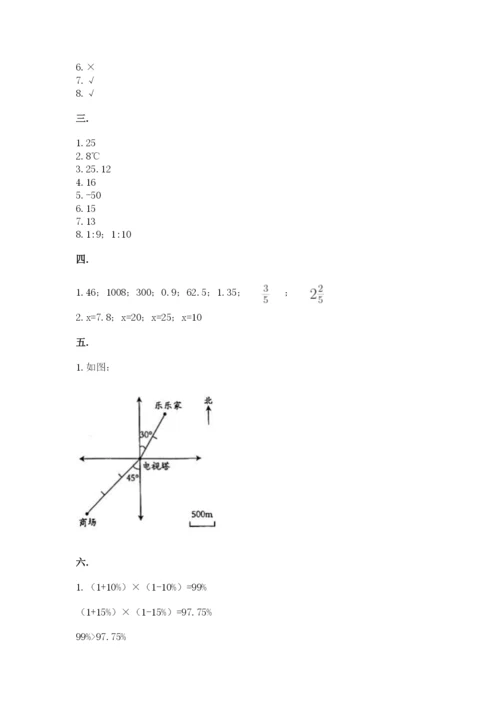 青岛版数学小升初模拟试卷附答案（突破训练）.docx