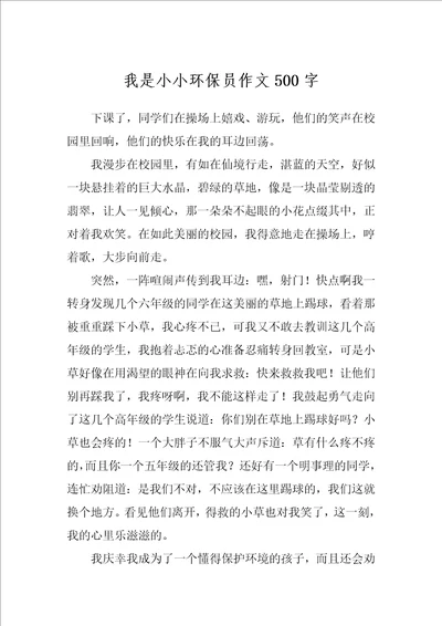 我是小小环保员作文500字