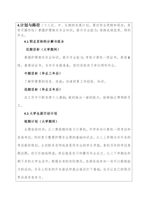 12页4100字护理专业职业生涯规划.docx