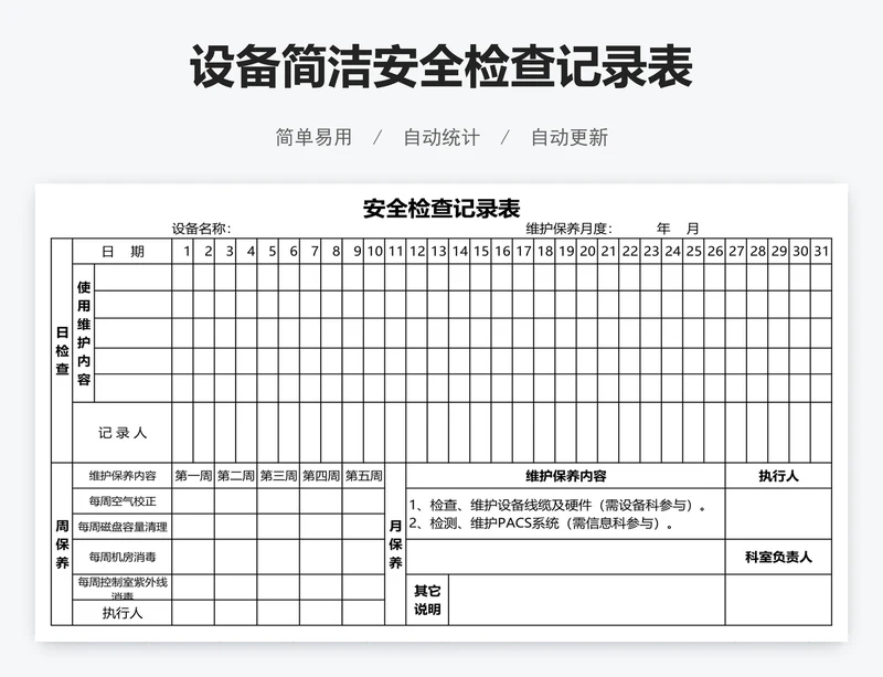设备简洁安全检查记录表