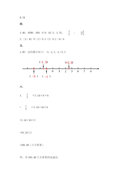 人教版六年级数学小升初试卷及答案（夺冠系列）.docx