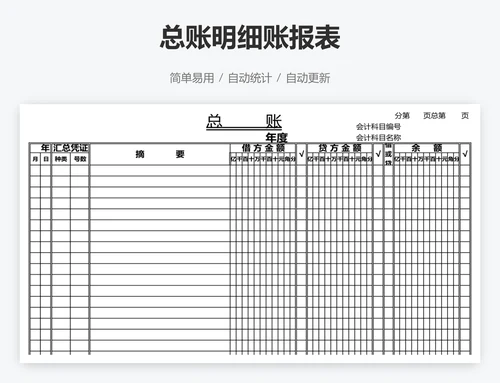 总账明细账报表