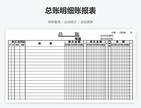 总账明细账报表