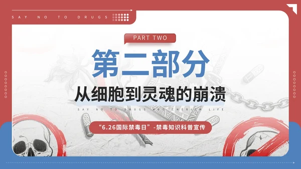 红蓝配色简约禁毒知识宣传PPT模板