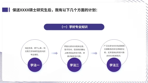 简约蓝紫色线条保研面试自我介绍个人简历ppt模板