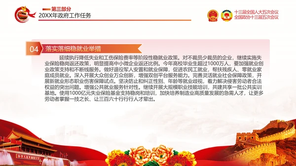 两会政府工作报告通用PPT党课模板