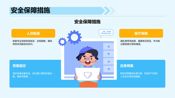 蓝色插画风研学旅行PPT