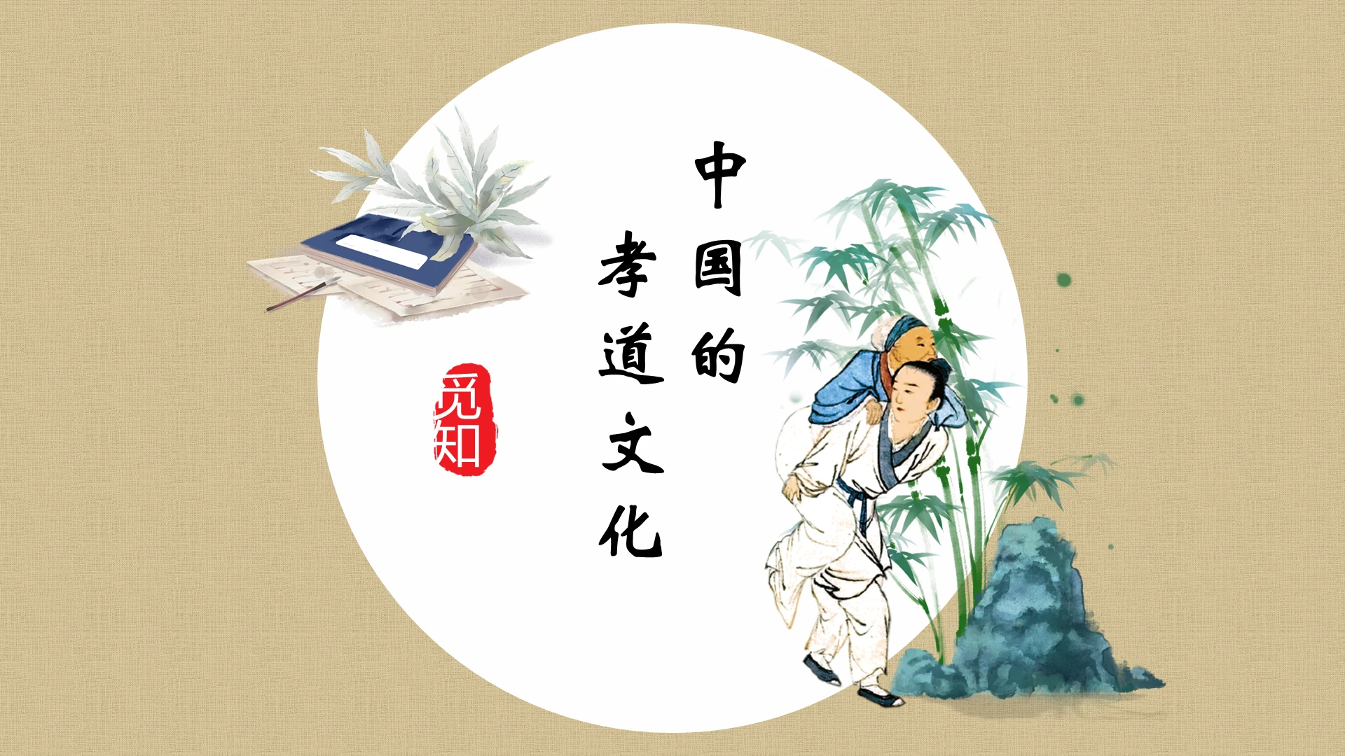 黄色古色中式国风中国古代孝道文化课件ppt