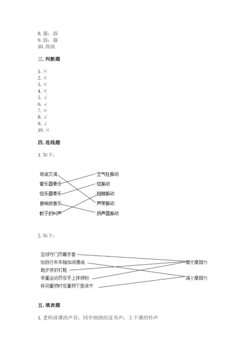 教科版四年级上册科学 期末测试卷及答案（最新）.docx