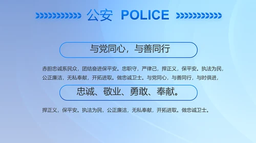蓝色大气公安警察主题年年终总结PPT