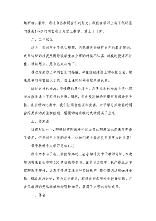 骨干老师个人学习总结2022